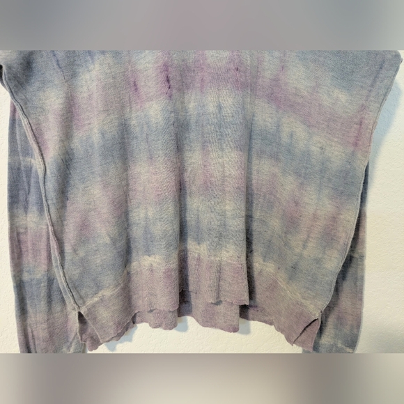 Sundry Blue Purple Tie-Dye Merino Wool Cashmere Long Sleeve Crewneck Sweater - Picture 5 of 8